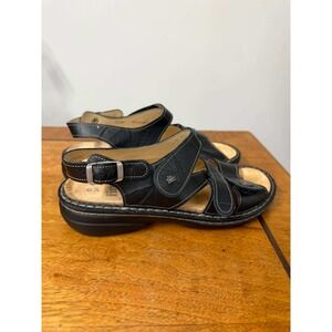 Finn Comfort Women 38 US 7.5-8 Black Leather‎ Strappy Comfort Sandals Orthopedic